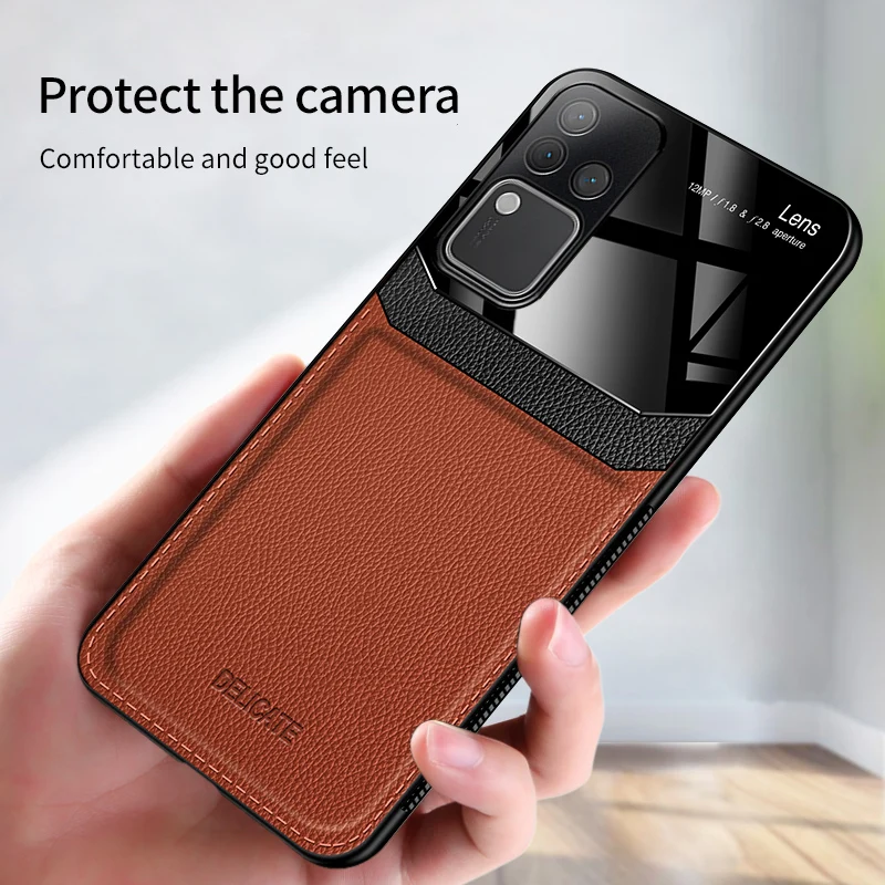 Luxury Acrylic Leather Case For VIVO S18 Pro S18Pro Camera Protect Phone Back Cover for VIVO S18 Pro Silicone Frame Coque