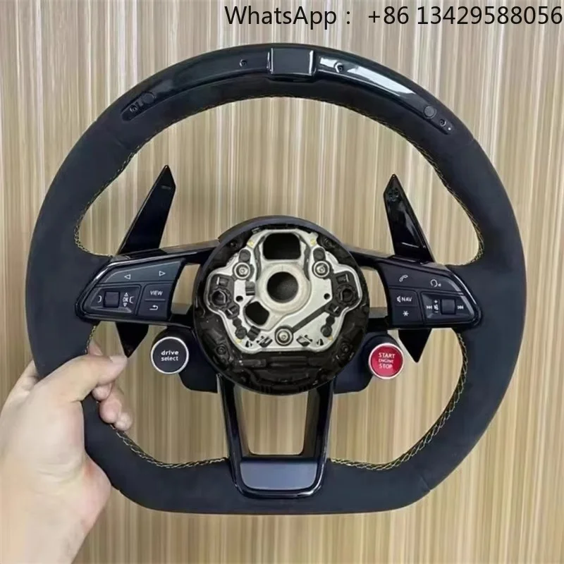 For Audi R8 A3 A4 A5 A6 A7 A8 S3 S4 S5 S6 S7 S8 Q3 Q5 Q7 Q8 Customize Carbon Fiber Leather Steering Wheel Car Accessories