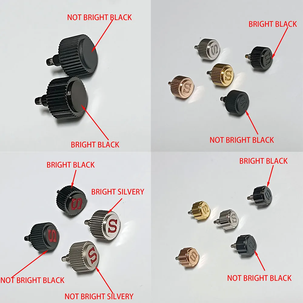 007 Screw-in High Quality Crown Case Replace Watch Crown Engraved Signed 'S' Fits NH34 NH 35 NH36 Movement 3 Style Crown