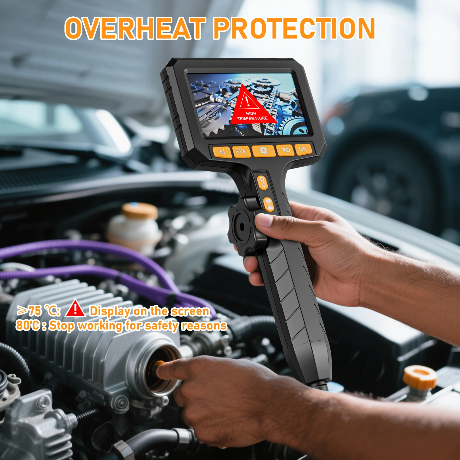 Two-Way Rotary 360 °Articulated Borescope Inspect Camera 4.3Inch For Automotive Repair Plumbing Inspection