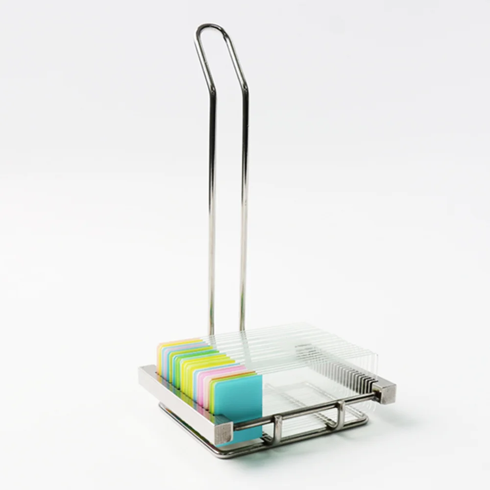 

Slide Drainer Microscope Slides Holder Stainless Steel Biology Accessories Positions Glass Rack Staining