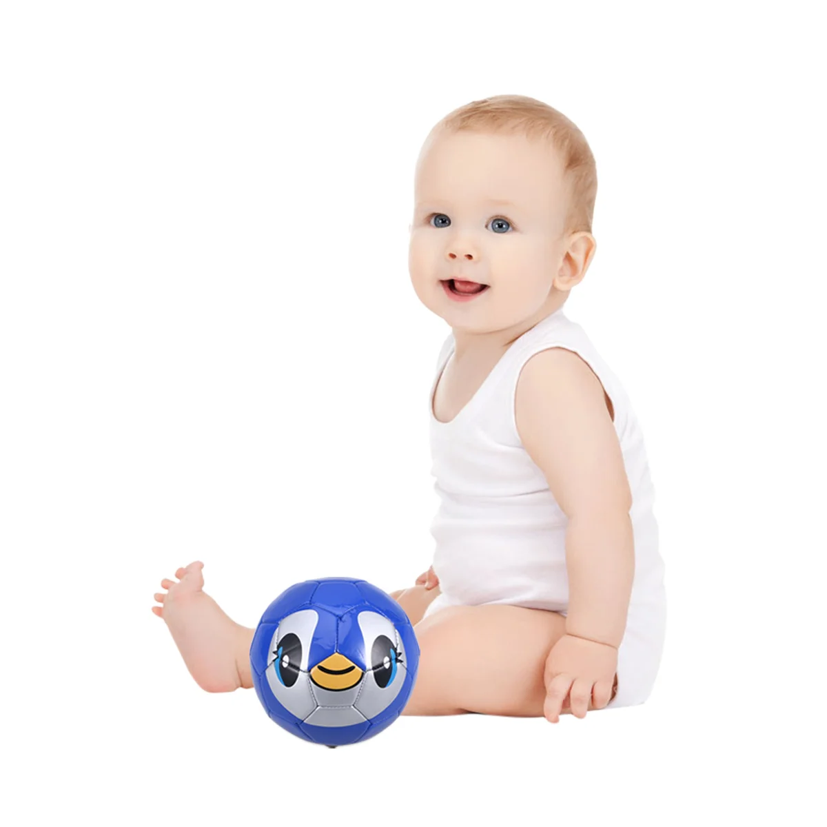 

1pc Children Football Inflatable Pvc Ball For Kids Outdoor Indoor Play Bright Penguin Pattern Soft Elastic Safe Portable