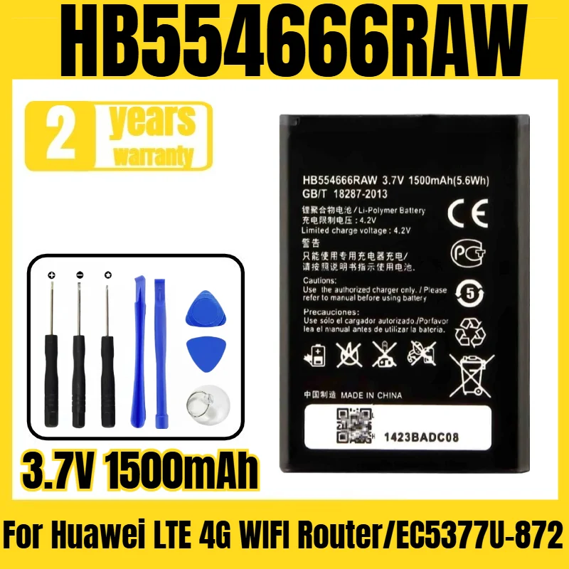 Applicable to Huawei LTE 4G WIFI Router/EC5377U-872/E5373/E5375 battery HB554666RAW mobile phone battery,free tool 3.7V 1500mAh