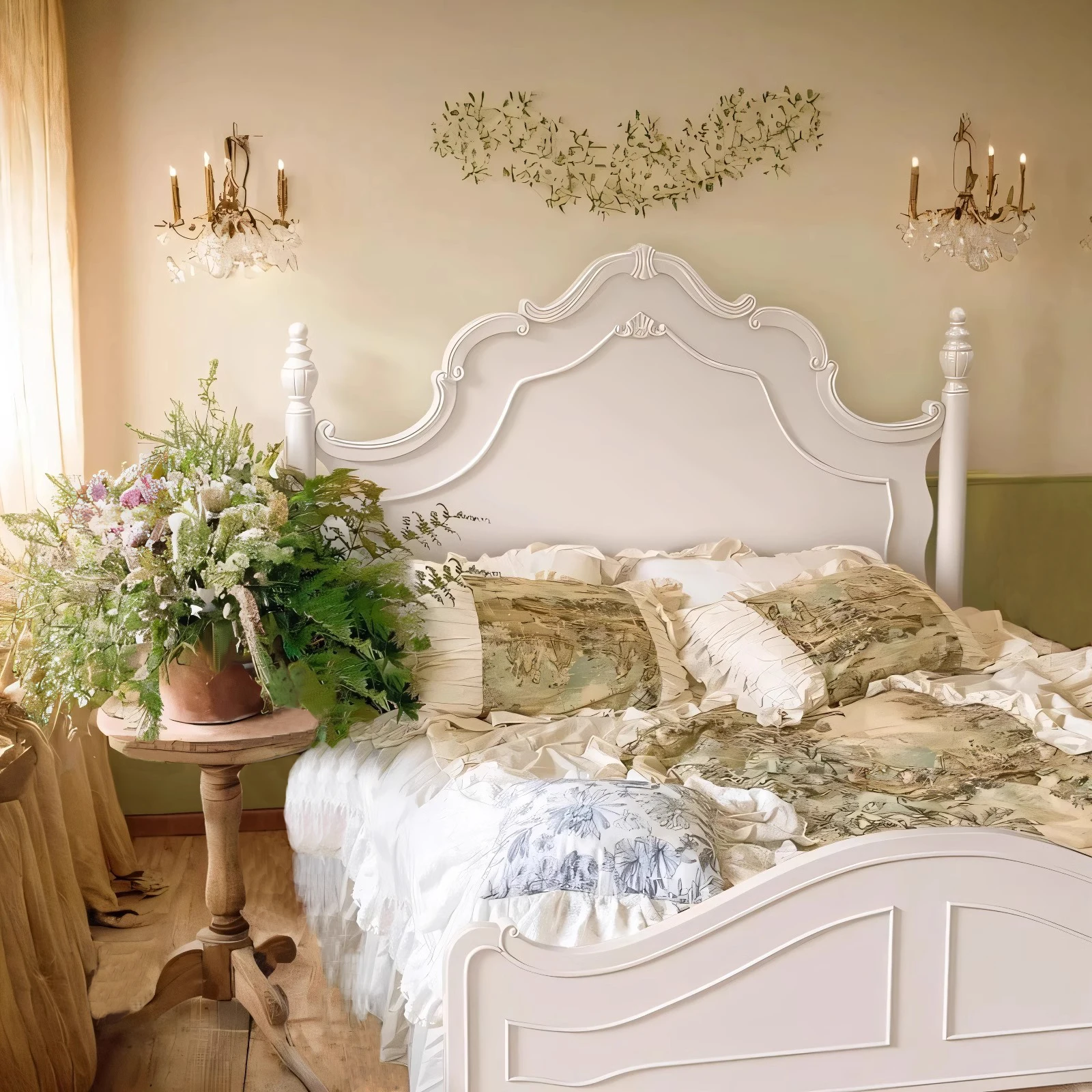 

French bed white princess bed solid wood double bed American retro Anna medium antique wedding