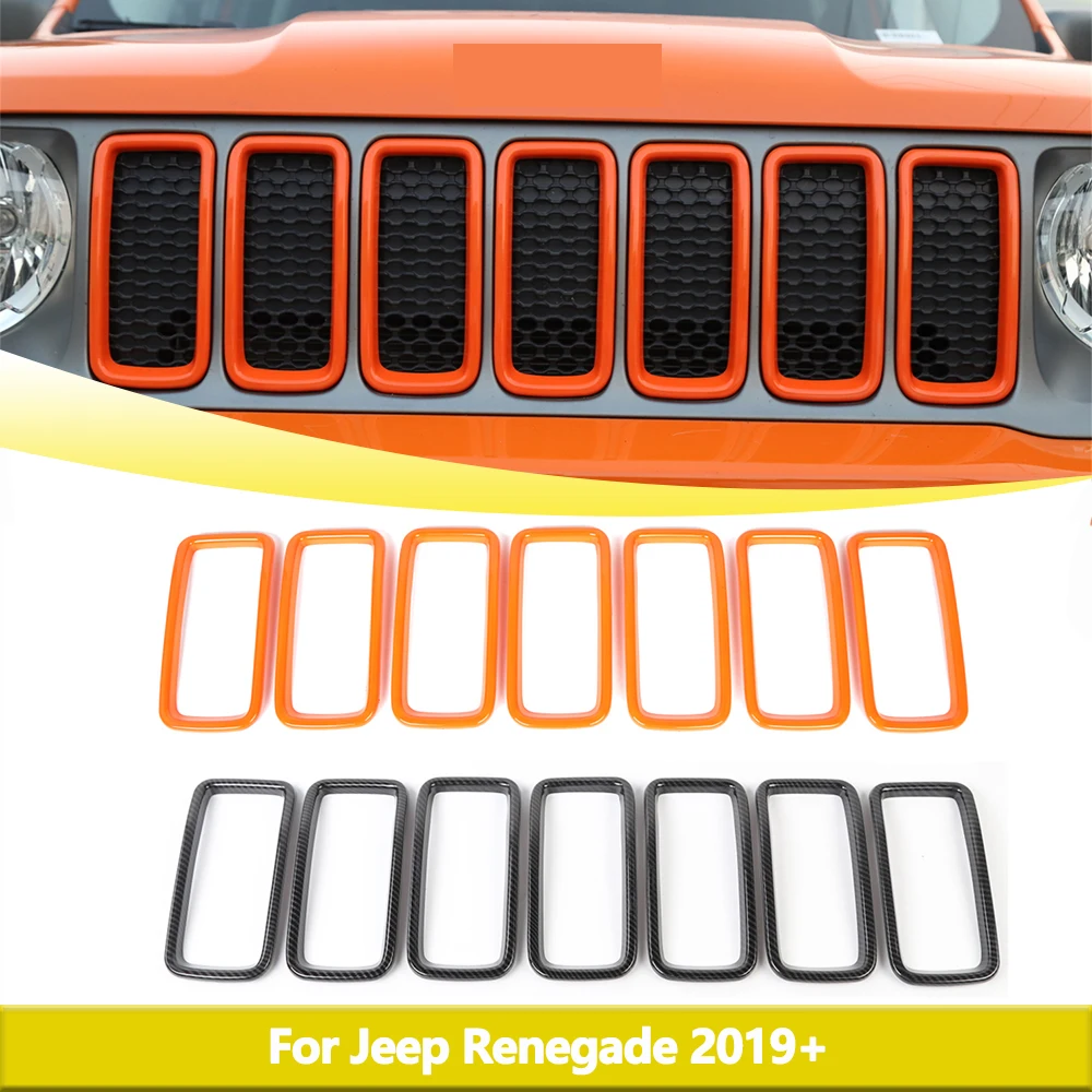 Car Front Grille Decoration Cover Frame for Jeep Renegade 2019-2021 2022 2023 Retrofit Parts Exterior Mouldings Car Accessories