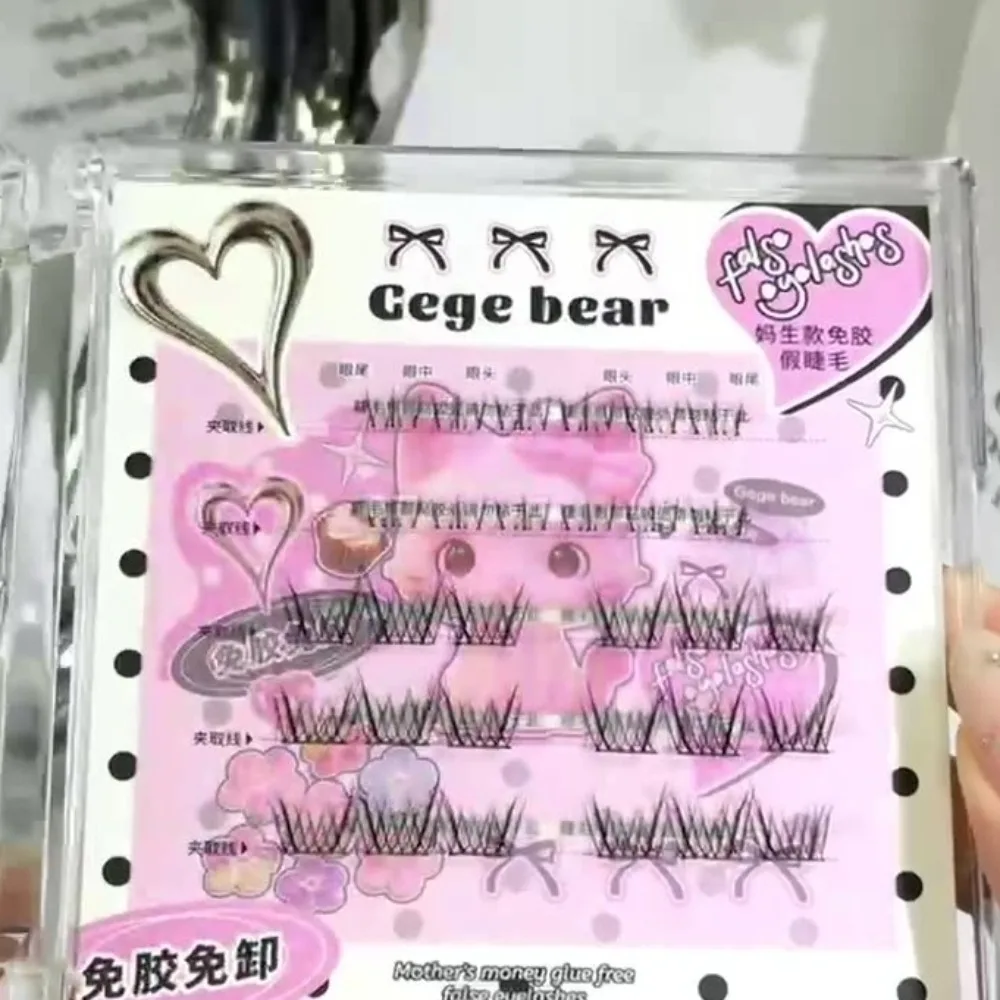 ふわふわ DIY 自己粘着まつげクラスター再利用可能なうっすらとした粘着つけまつげマンガ個別接着剤不使用の偽まつげ女の子