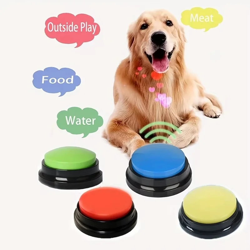 Interactive Pet Toys Dog Cat Communication Buttons Voice Recording Button for Pet Training Buzzer 30 Second Record Playback