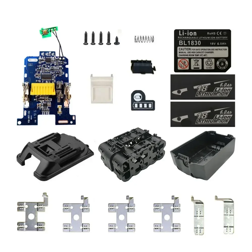 

dawupine Li-ion Battery Case Charging Protection Circuit Board Label Box For Makita 18V BL1830 3.0Ah 5.0Ah LED Battery Indicator