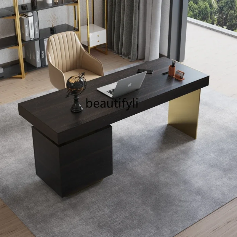 

Italian minimalist, desk, smoked wood color bedroom home writing desk, modern desk