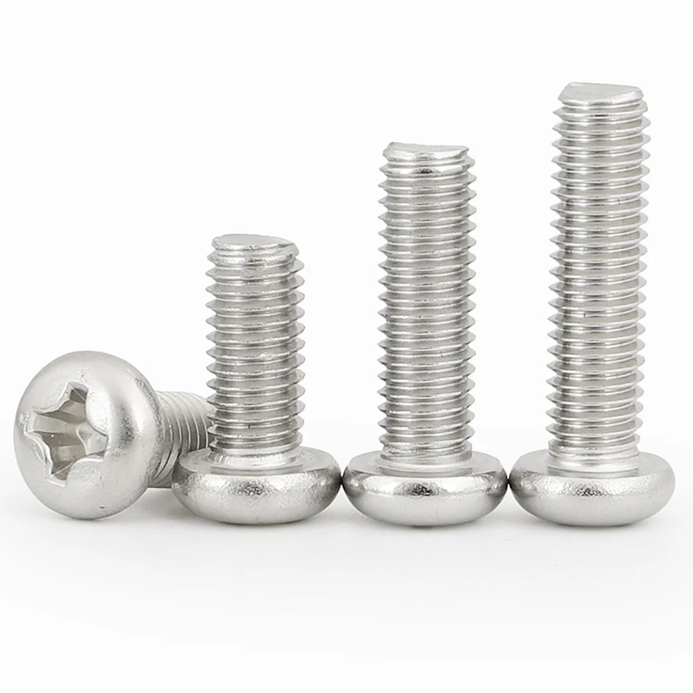 100 pz viti a testa tonda con intaglio a croce PM M1.2 M1.4 M1.6 M2 M2.5 A2-70 vite a croce in acciaio inossidabile