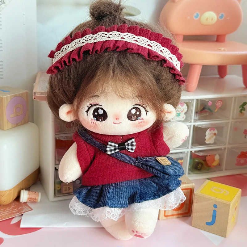 20cm Idol Doll Plush Cotton Star Dolls Kawaii Stuffed Baby Plushies bear overalls No Attributes Dolls Toys Kids Collection Gift