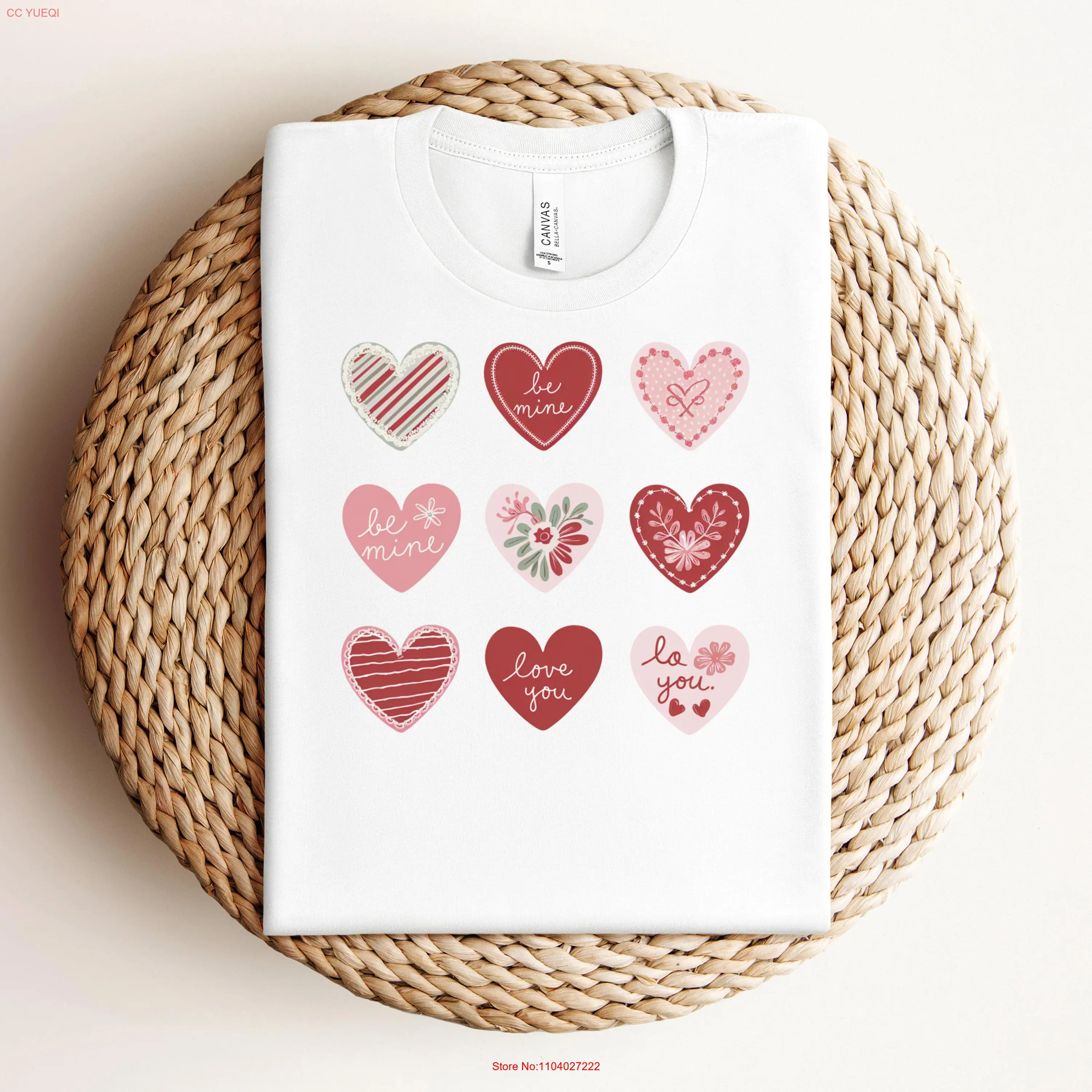 

Cute Valentine's Day Love Hearts T Shirt Coquette Aesthetic Be Mine Romantic Top Casual Valentine for her Spring