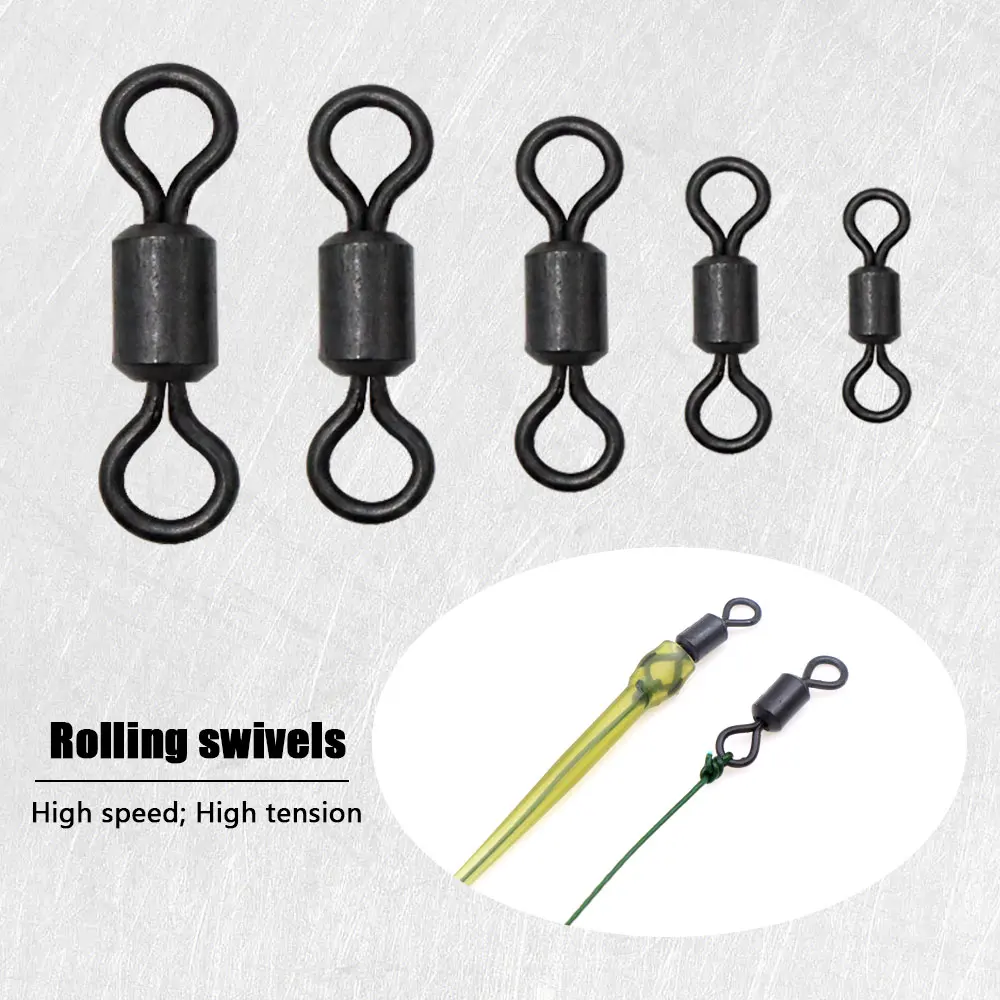 20pcs Carp Fishing Rolling Swivels For Hair Rig Fishing Accessories Anti Tangle Sleeve Connector Rigging Swivel Carp Tackle