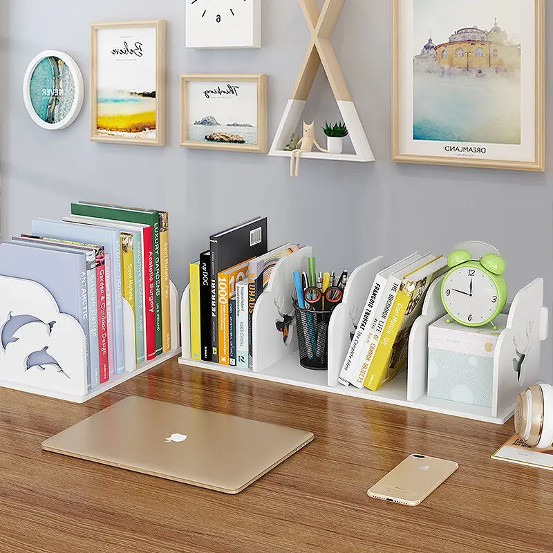 Hollow Book Storage Rack Wooden Office Desktop File Shelf Information Magazine Storage Holder Living Room Table Book Stand