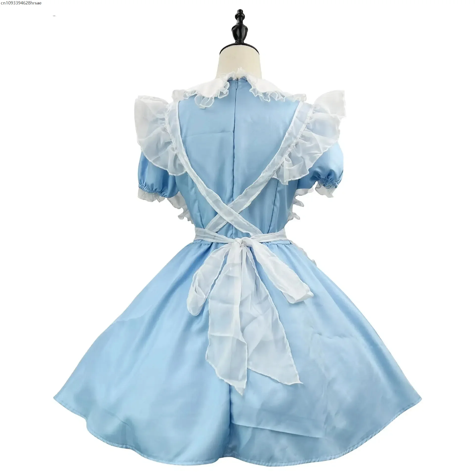 Abito da cameriera Lolita Servo Costume Cosplay Abito azzurro Anime Ruolo Travestimento Abbigliamento Costume di Halloween per adulti