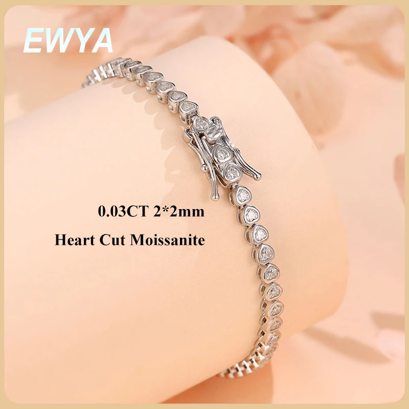 

EWYA Изящный полный 2/3 мм муассанит теннисный браслет для женщин и мужчин вечерние ювелирные изделия S925 серебряные лабораторные браслеты с бриллиантами в подарок
