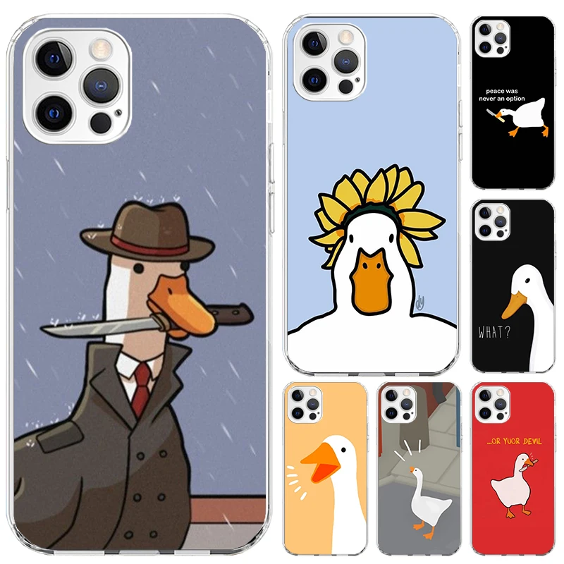 Cartoon niedlichen Gans Spiel Handy hülle für iPhone 16 15 14 13 12 Mini 11 Pro max x xs xr 7 plus 8 se Soft Funda Print Shell