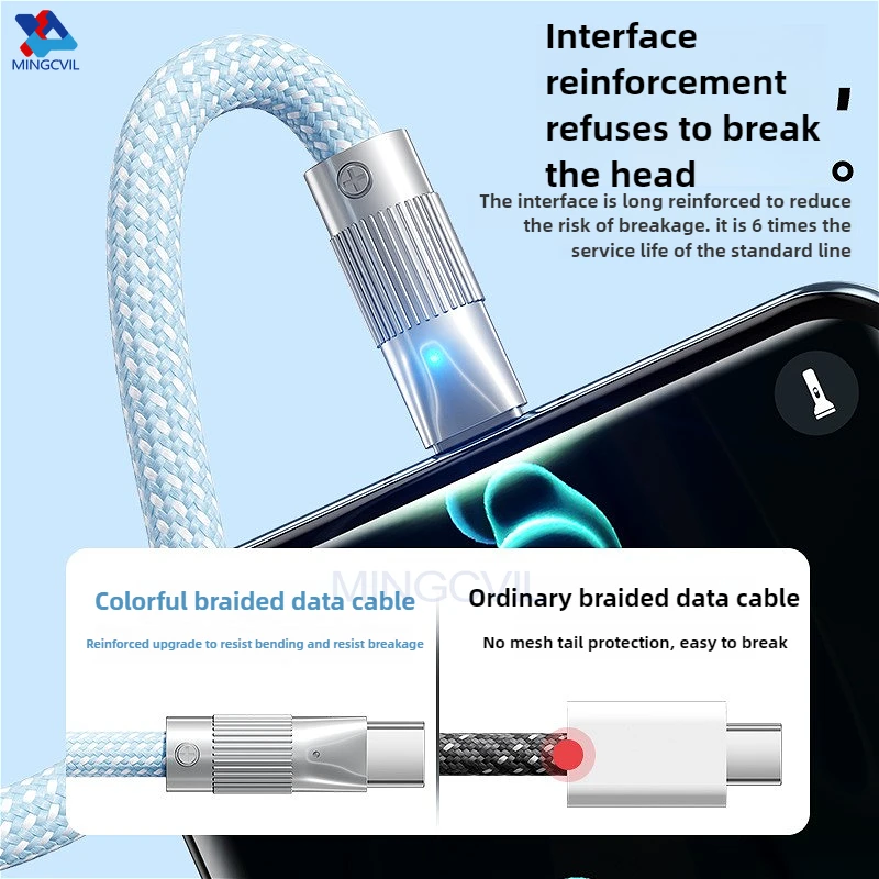 MINGCVIL Type C Cable 120W Super Charging 6A For Samsung S24 S23 USB-C For Redmi phone For Xiaomi Quick Fast Charger