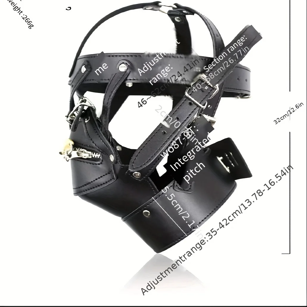 Binding Black Leather Headgear Adjustable Conditioning Equipment BDSM Adult Alternative Play Mask Toys  for Women and Couples