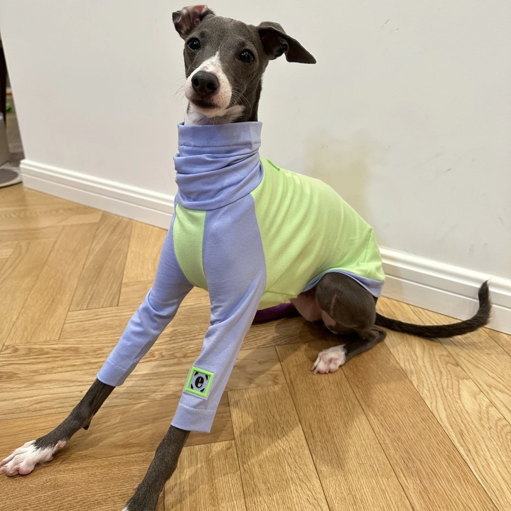 

Summer Spring Fashion T-Shirt for Mid Dog Clothes Elastic Cotton Long Sleeves Coat for Little Greyhound Puppy High-neck Pajamas