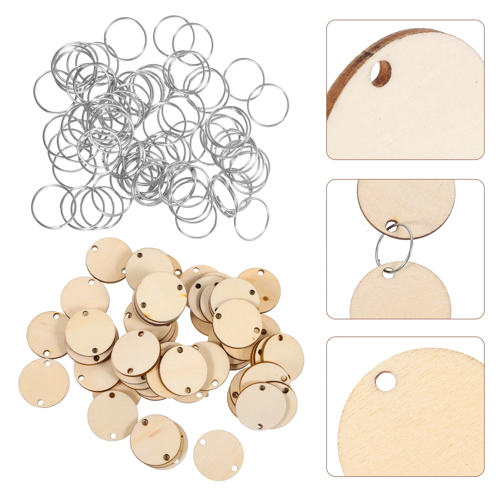 100 Pcs Birthday Board Tags Wood Chips and Iron Rings Wooden Decorate Bamboo Reminder Record