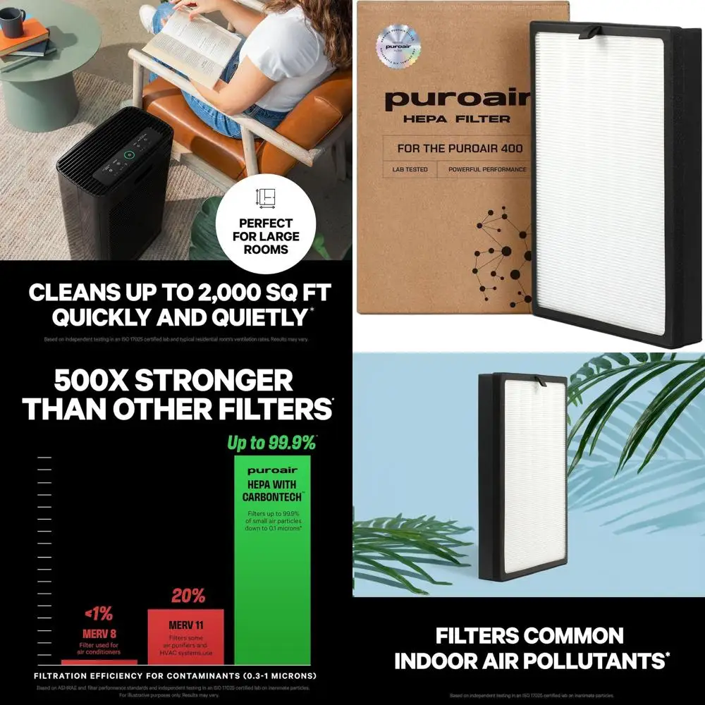 

Сменный HEPA-фильтр для модели 400: улавливает 99,9% дыма, пыльцы, пыли и бытовых загрязнителей.