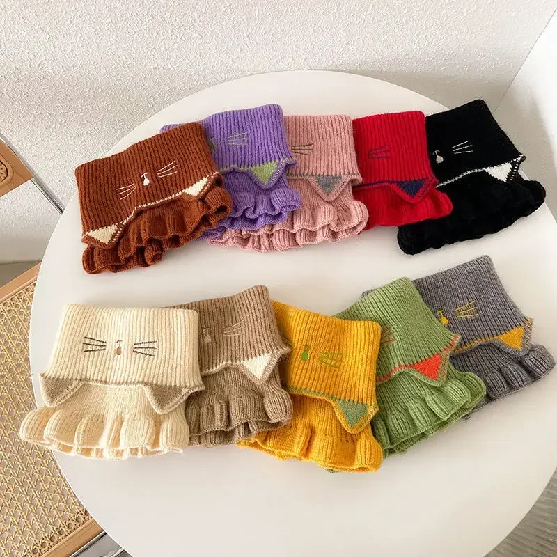 Children Bibs Autumn and Winter Baby Scarf Dual-use Cute Fake Collar Kitten Korean Kids Knitted Baby Clothing Scarfs Accessories