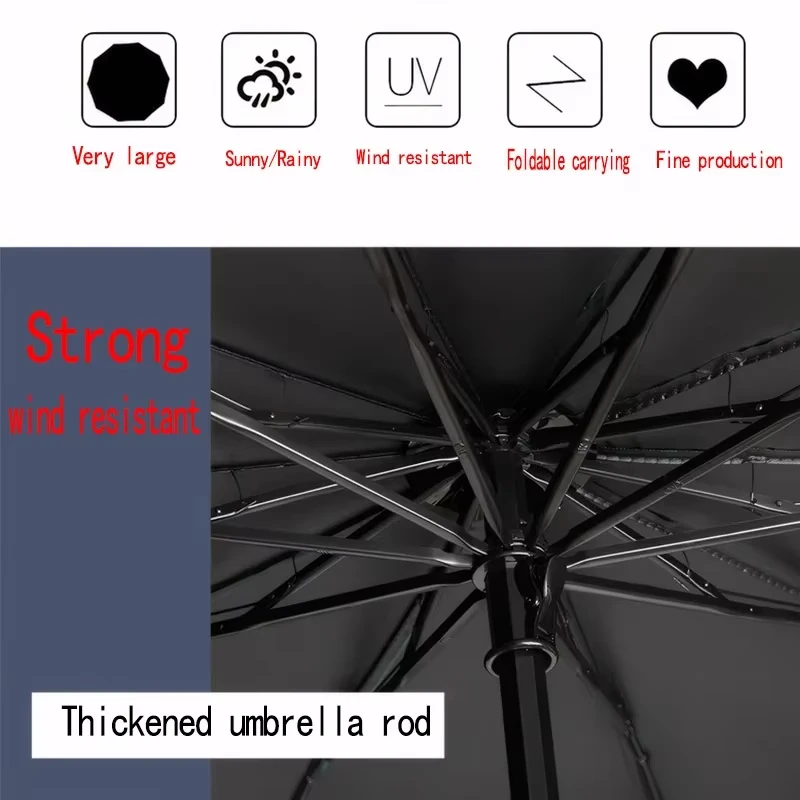 Super Large Folding Umbrella 130CM Men Womens Windproof Umbrellas Fold Business Sun Rain Umbrella Travel Family Umbrella