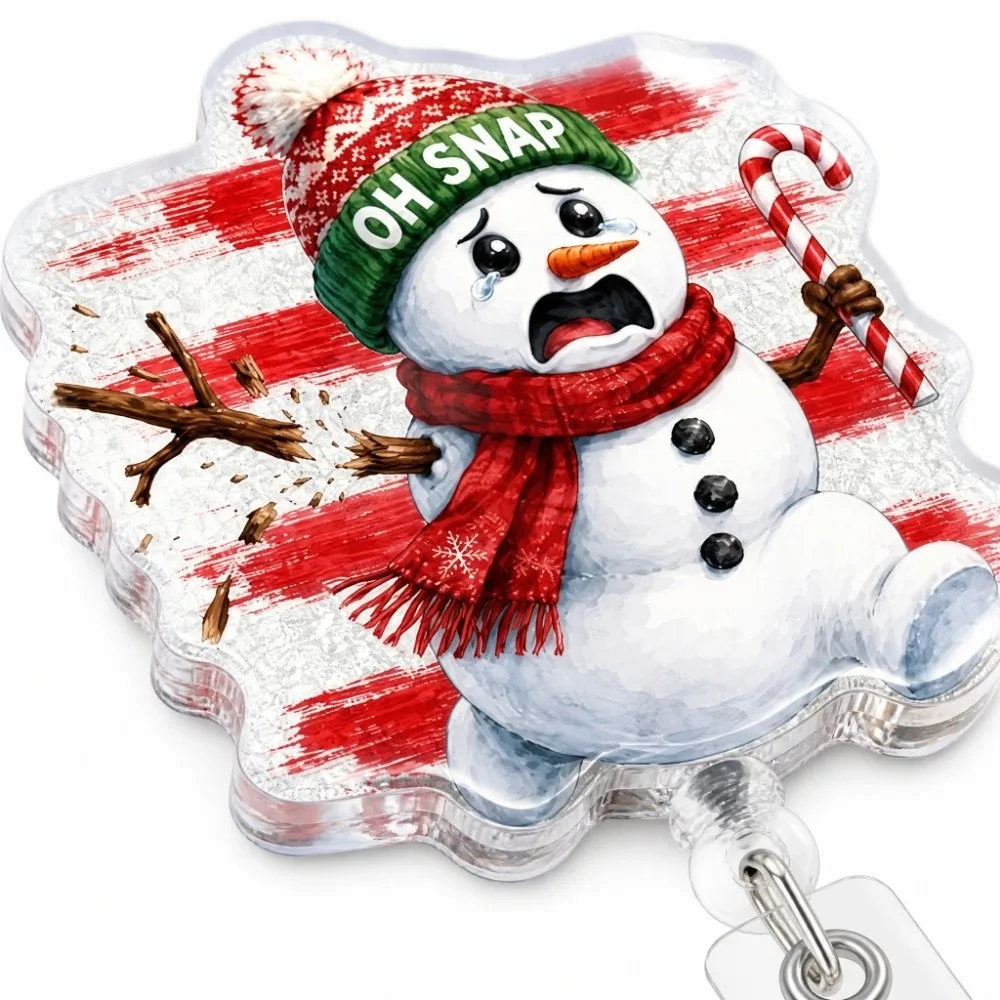 Acrylic Christmas Badge Reel Santa Claus Snowman Elk Retractable Badge Holder Cartoon Gingerbread ID Card Holder Doctor Student