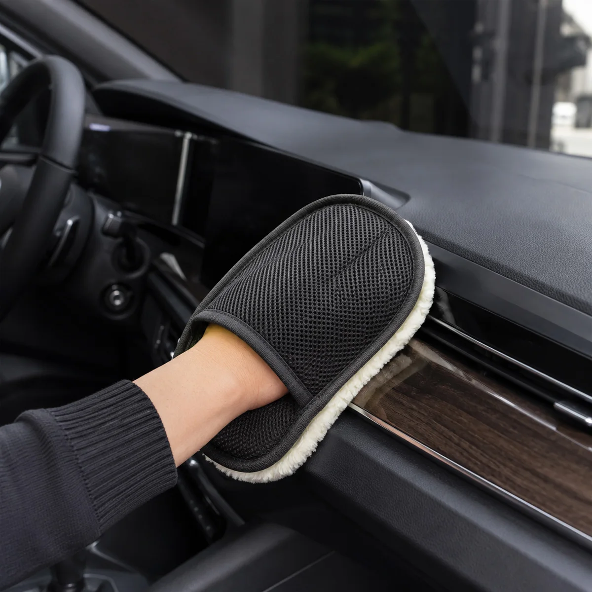 1 Stück Auto-Waschhandschuh aus Mikrofaser, Kratzfreier Weicher Plüsch-Reinigungshandschuh für Außen- und Innenreinigung – Detail 5