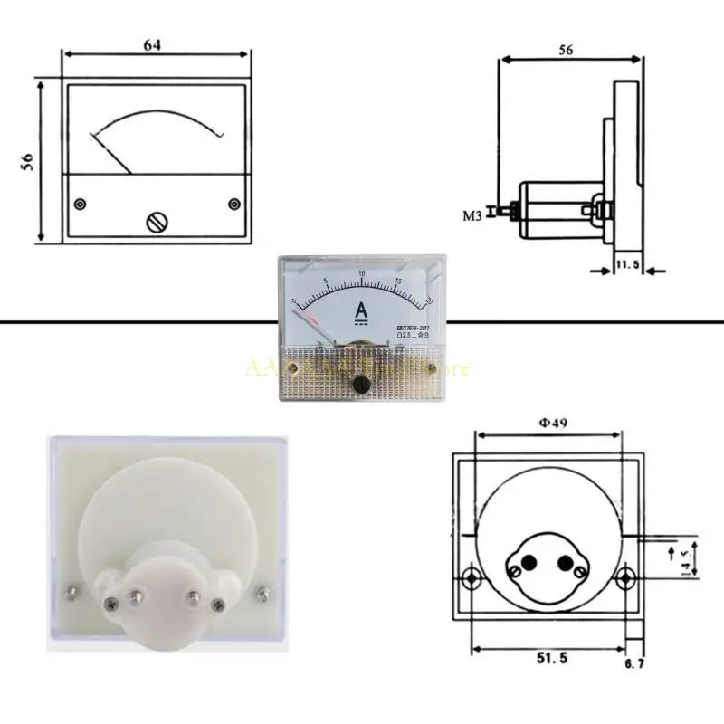 A2BE Analoge stroommeter paneel wijzerplaat-stroommeter-pointer ampèremeter Microampere meter