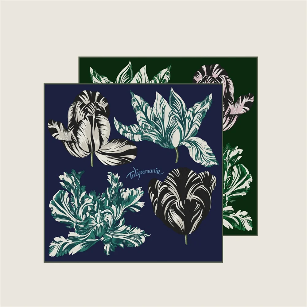 2025 جديد الأوشحة الحريرية مزدوجة مطبوعة حك وشاح حريري النساء شالات فاخرة تصميم الحجاب موضة ساحة كرة لولبية وشاح منديل #4