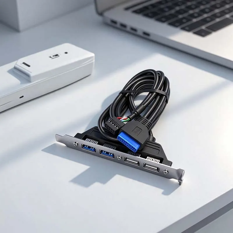 4-Port USB 2.0 Backplate Cable: 20-Pin + 9-Pin Motherboard to USB 3.0 Expansion Card Rear PCI Panel Data Cable