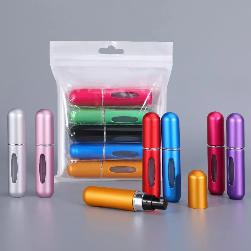 

5 Pcs/1 Bag Refillable Perfume Bottle with Spray Scent Pump Portable Travel Empty Cosmetic Containers Mini Spray Atomizer Bottle