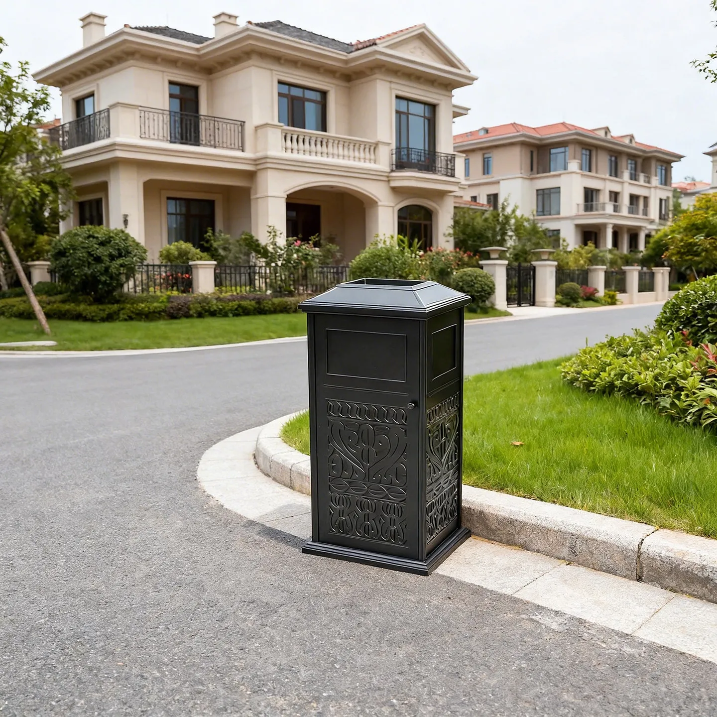 Outdoor trash can villa courtyard outdoor garden community sales department trash can cast aluminum