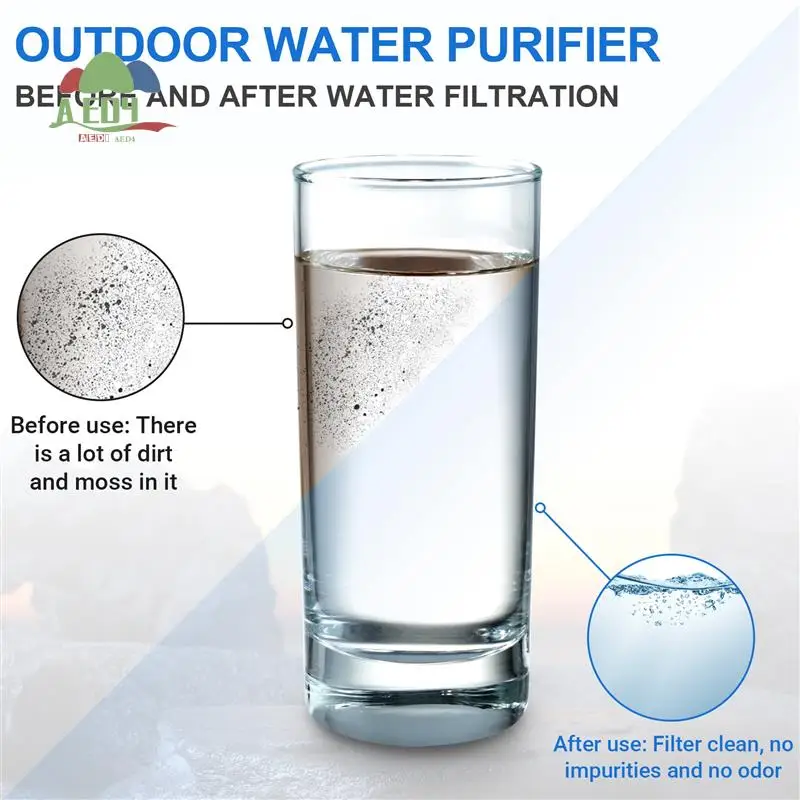 

AED4-500 мл бутылка с фильтром для воды, соломенный фильтр для воды, мягкая складная уличная фильтрованная сумка для воды для спорта, кемпинга, пешего туризма, велоспорта