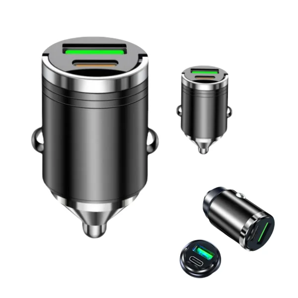 

100W Mini Car Charger with Pull Ring QC3.0 PD Fast Charging 12-24V for iPhone Xiaomi Samsung Huawei Universal for All Car Models