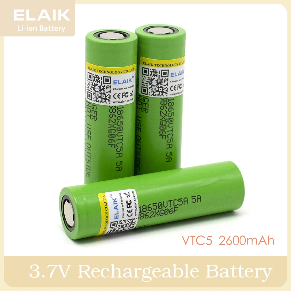 1-20PCS 18650 Rechargeable lithium Battery 3.7V VTC5 2600mAh Stable performance high quality cell power battery