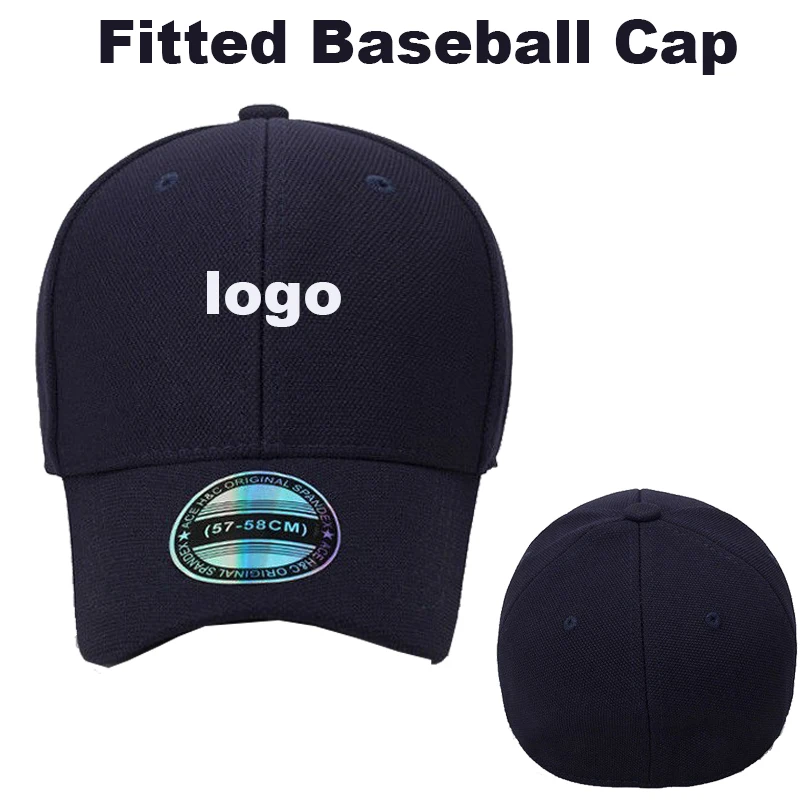 Casquette de baseball ajustée avec logo personnalisé, dos fermé, visière incurvée, chapeau de soleil unisexe, streetwear décontracté pour hommes et femmes, printemps, été, automne