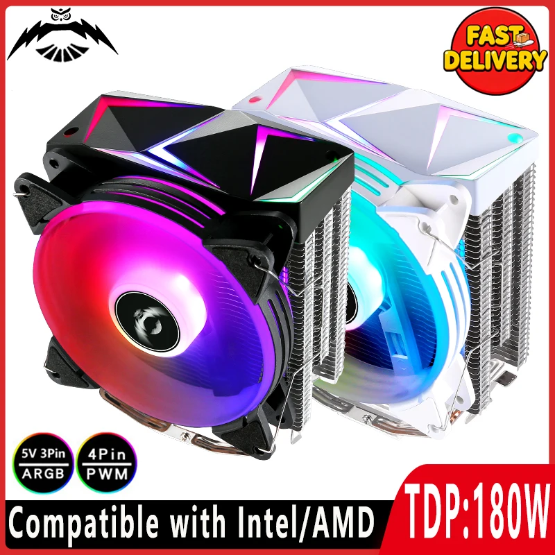 

Процессор ПК с воздушным охлаждением, 4/6 тепловых трубок, радиатор AM3 AM4, кулер ARGB, 120 мм, вентилятор, 4 контакта/ШИМ, установка LGA115x 1200 1700 2011 X79 X99