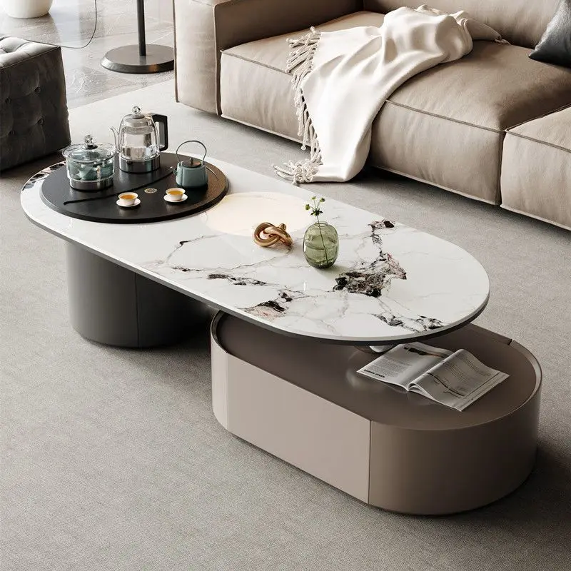 Rock slab kung fu tea table with kettle integrated tea making living room household tea table