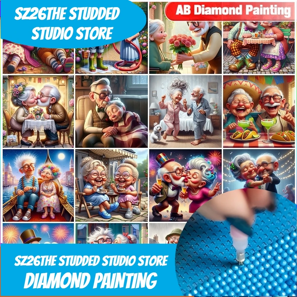 Sz26The Studded New Diamond Painting Grandma Grandpa Mosaic 
