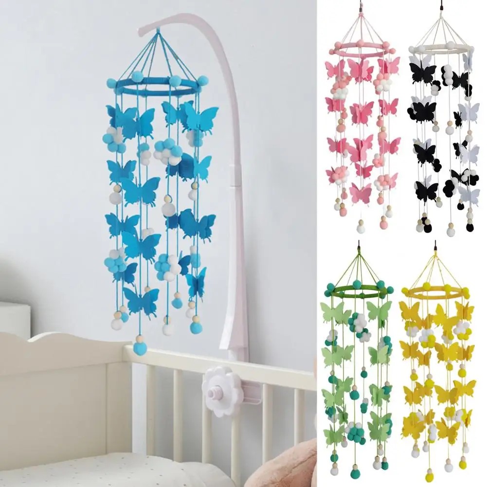 Butterfly Pompom Hanging Decoration Baby Crib Mobile Home Office Nursery Living Room Handmade Butterfly Wind Chime Pendant