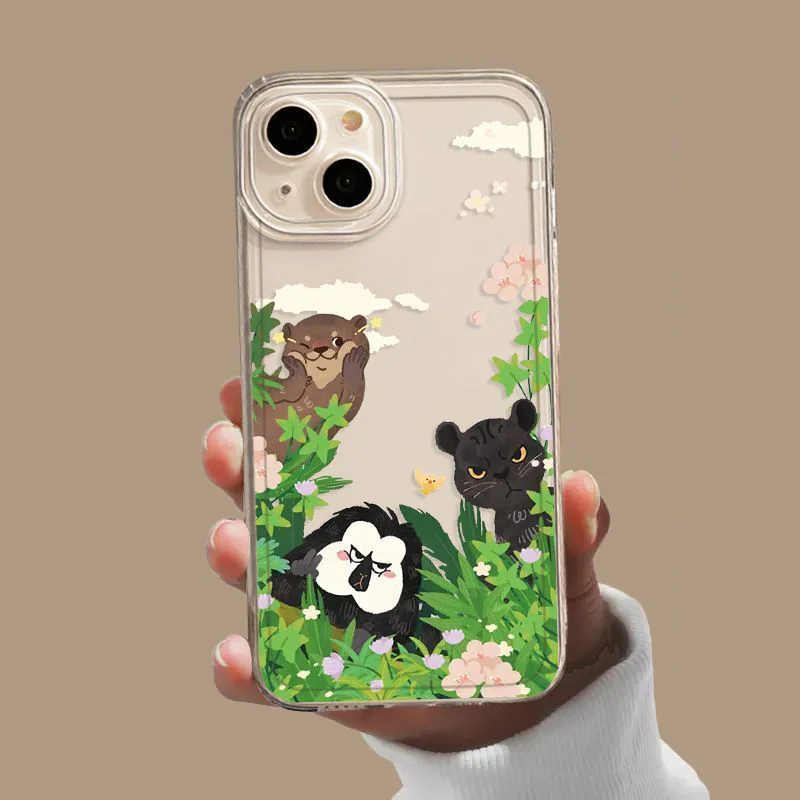 Zoo Animal Couple Phone Case, iPhone 15 11 12 14 13 Pro Max Mini XSM Poly SE2 7 8 Plus, Cute Cartoon Mobile Phone Covers, Fundas