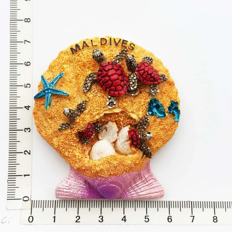 Maldives Scallop Beach Fridge Magnet Cultural Landscape Resin Decoration Tourism Souvenir Message Sticker Crafts