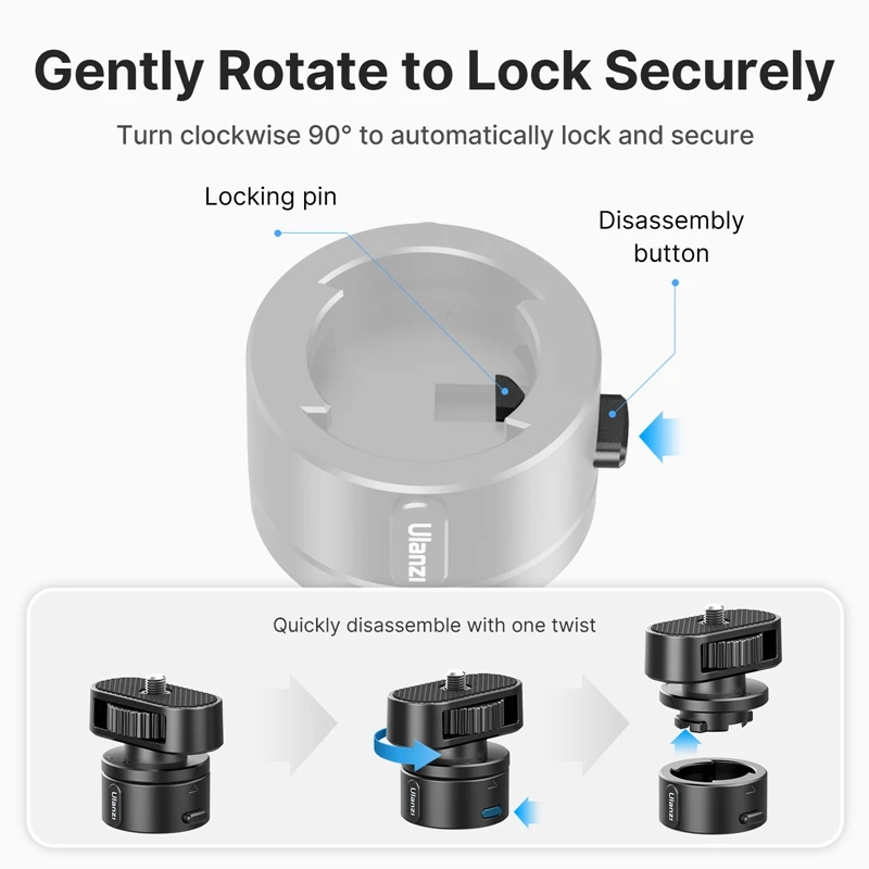 Ulanzi go-quick Ⅱ Delejes Élősövény Árammegszakító Adapter Buggyan beállítása vel 1/4'' csavaros számára profivá 12 11 10 9 8 7 6 5 DJI OSMO insta360