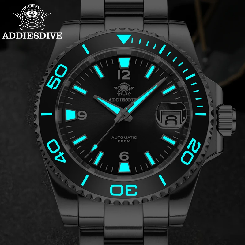 ADDIESDIVE nuevo reloj mecánico automático AD2085 NH35A para hombres zafiro 20Bar relojes luminosos impermeables de acero inoxidable para hombres