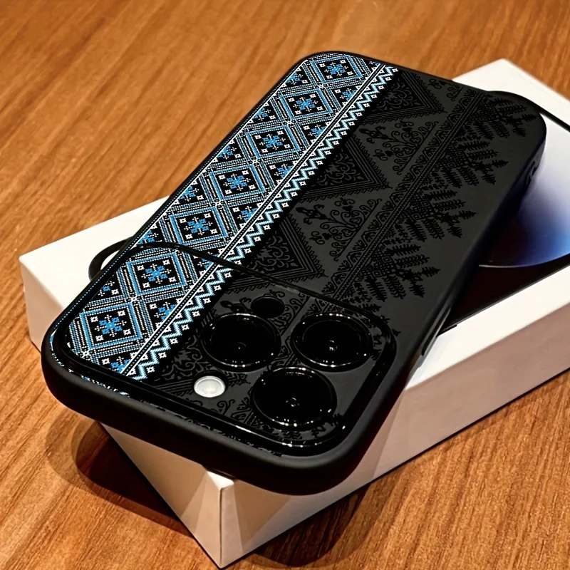 Vintage Totem Painting Shockproof Black Window Phone Case For iPhone 17 Air 16 15 14 13 12 11 Pro Max XS X XR 16 Plus Soft Cover