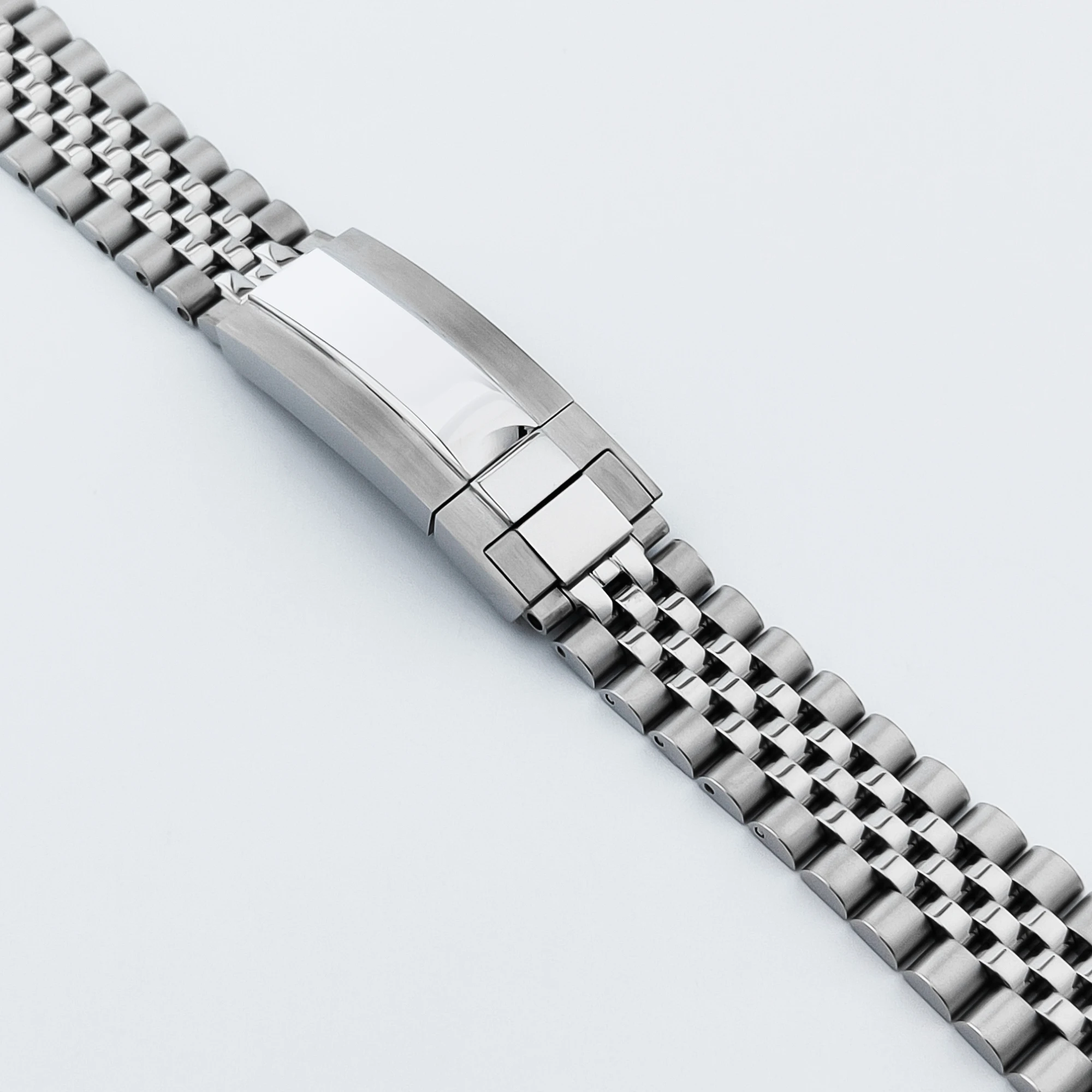 20 mm breites silbernes Präsidentenarmband aus massivem 904L-Edelstahl mit Glide-Lock-Verschluss für Sub Log NH34 NH35-Uhrengehäuse – Detail 4