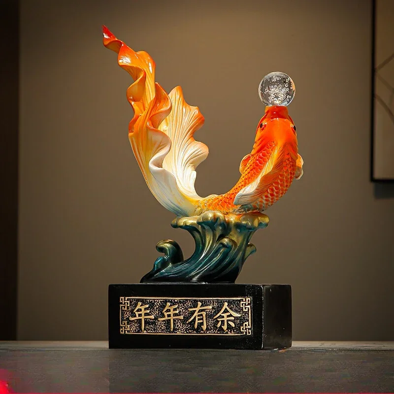 LAB office koi fish desktop lucky ornament entrance wine cabinet like a duck to water opening decoration gift